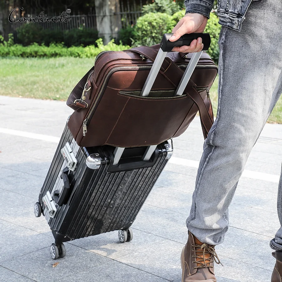 16 inch Vintage School College Messenger Bag Men Office Briefcase Travel Business Genuine Leather Laptop Bag Men