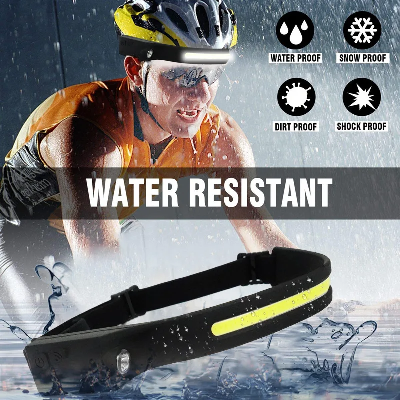 Headlamp Sensor Headlight with Built-in Battery Flashlight USB Rechargeable Head Lamp Torch 5 Lighting Modes Work camping Light