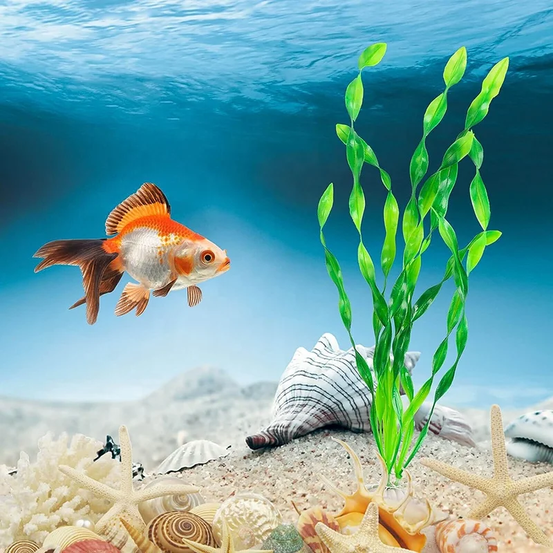 10 Pcs Plastic Aquarium Plants Decorations Artificial Seaweed Water Fish Tank