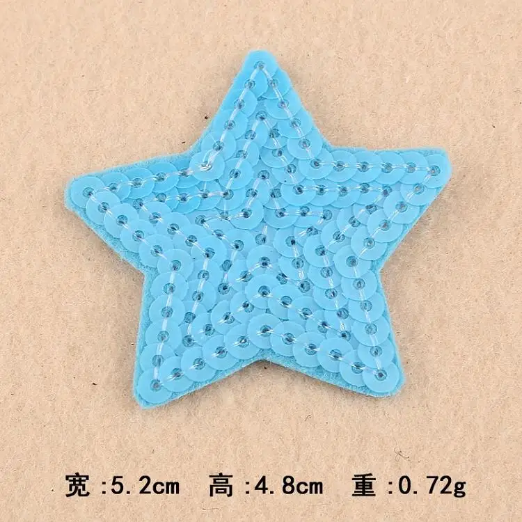 Custom patches no minimum cheap Low MOQ Clothes DIY Accessory small iron on glitter red black sequin star patches for clothing
