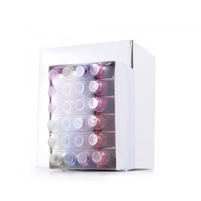 in stock, 24pcs/box Sets Carton 10ml ombre color Glass Roll on Bottle with steel roller for perfume Essential Oil
