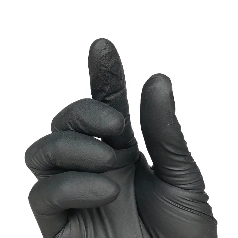 Maintains good handling performance quality assurance black gloves nitrile powder free