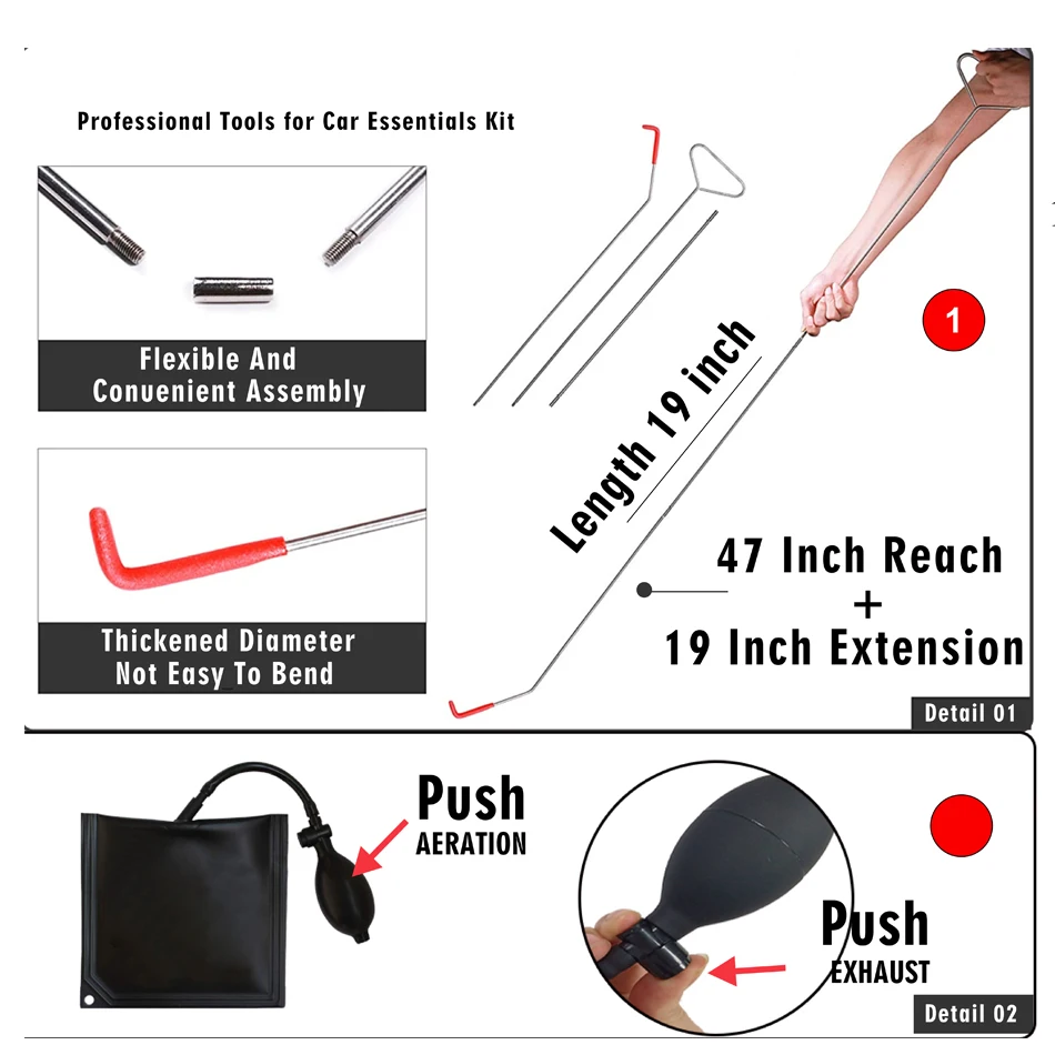 new Car Kit  Auto Trim Removal Kit Long Reach Grabber Non Marring Wedge lockout tools kit