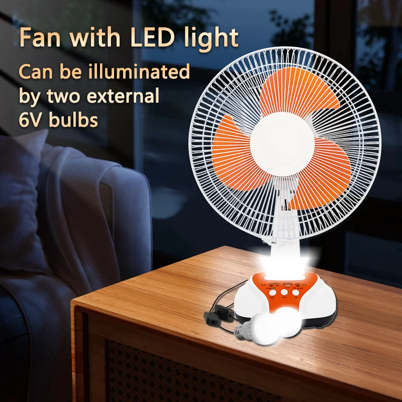 Hight Quality Home Desktop 14 Inch 16Inch Fans Dc Rechargeable 12Inch Solar Table Fan With Solar Panel And Bulb