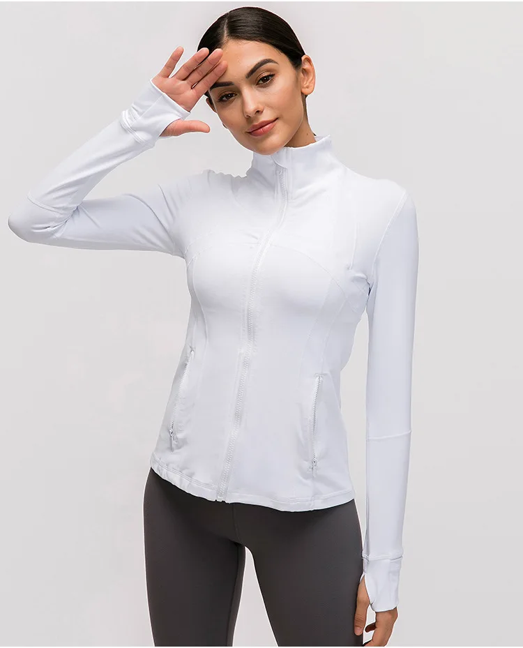 Wholesale high quality sports nylon zipper zipper stretch yoga tops