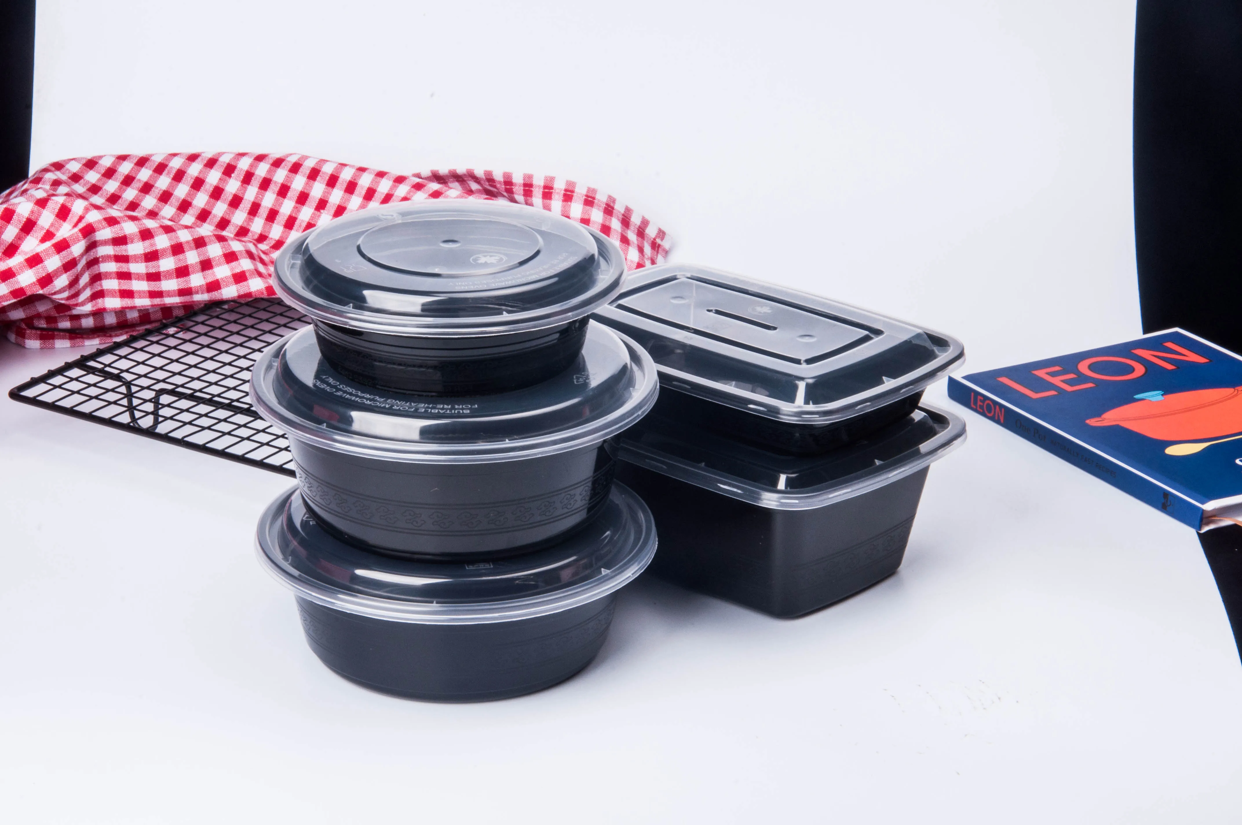 Пластиковый офисный обеденный контейнер Bento Для разового использования с безопасным выносом для микроволновой печи