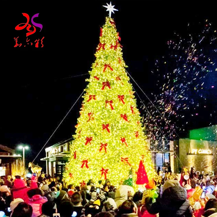 Custom commercial 5m 6m 7m 10m 15m 20m 25m 30m 40m 50m  large outdoor giant Christmas tree with light for shopping mall hotel