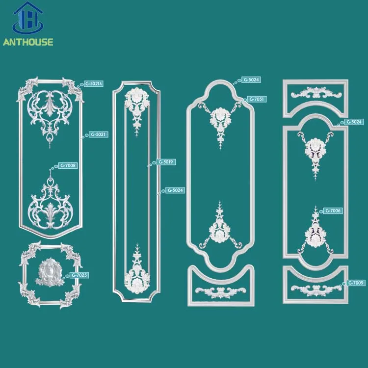 Plain Wall Chair Rail Molding Interior Ceiling Decoration Frame PU Panel Moulding crown mouldings