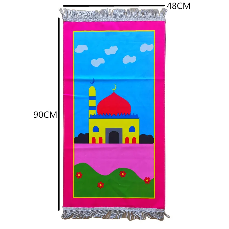 
Arabic Kids Children Prayer Mat Islamic Pray Rug Namaz Carpet eid gift Cartoon mix design 48x90cm 