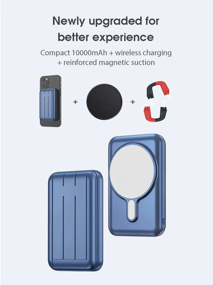 
New Products Fast wireless Charging For Mobile Phone Magnetic desgin 10000 mah Portable slim Power Bank 