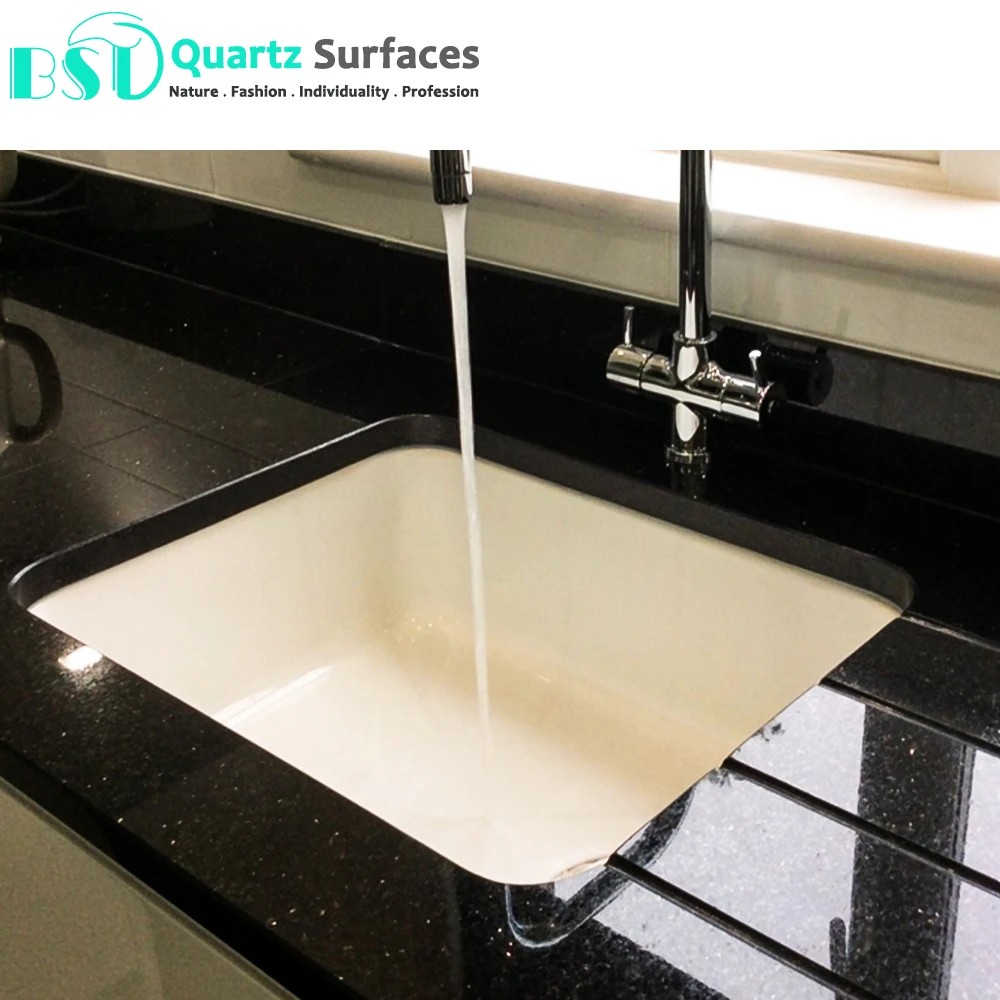 Interior Tiles Sparkle Black Artificial Quartz Stone