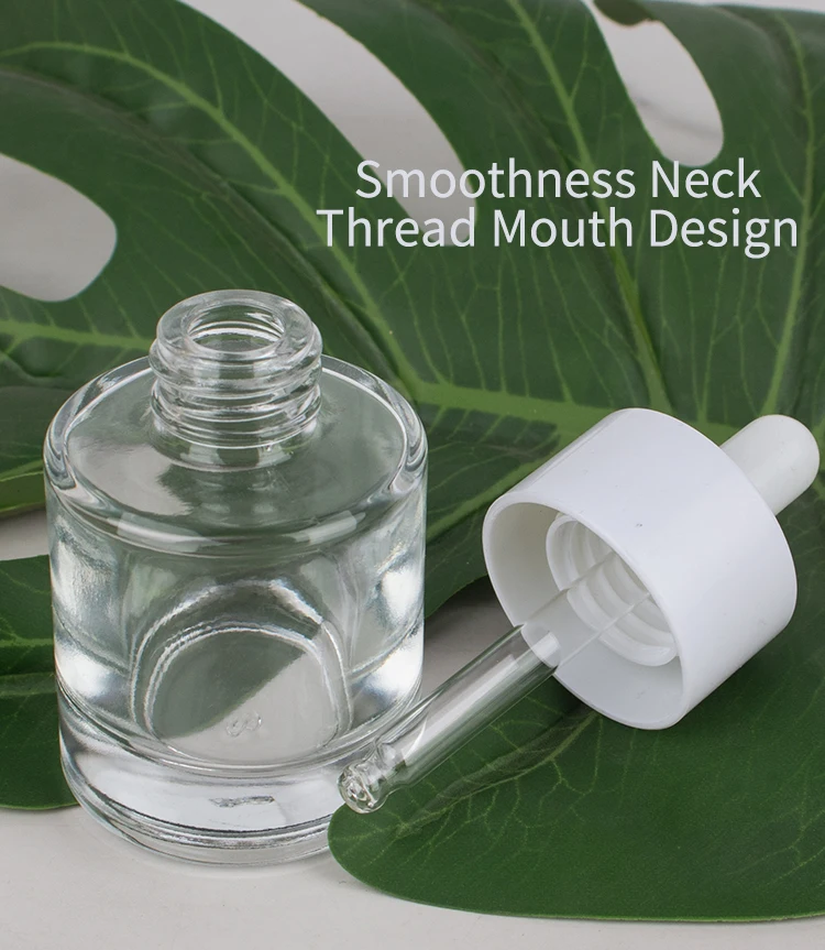 Round cylinder white 30ml  essential oil vial glass bottle thick bottomed glass bottle with dropper