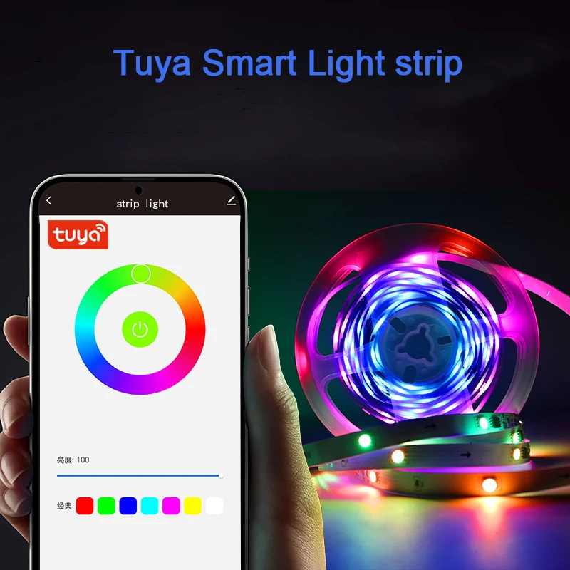 Led Strip Light Alexa Wifi Voice Control Tuya Smart Lamp Rgb 5050 Flexible Tape Diode Waterproof Luces