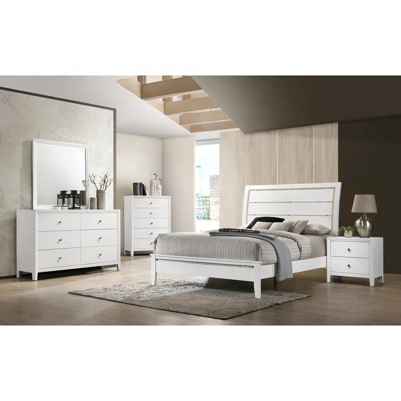NOVA Pull-out Drawer Dresser Table White Melamine Make Up Vanity And Mirorr Set For Bedroom