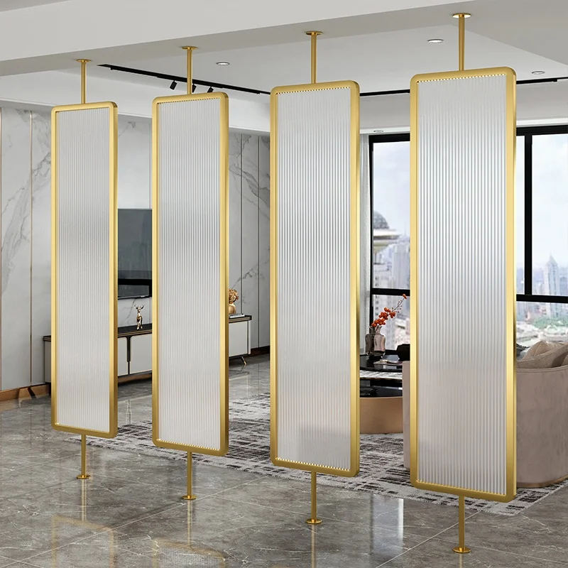 Wholesale High Quality Panels Rotatable Metal Decorative Screen With Glass panel Living room partition