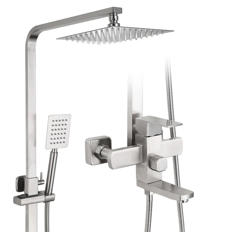 Rainfall wall mounted top shower and hand shower 304 Stainless Steel Wall-mount Bath Tub Rain-style Shower Faucet
