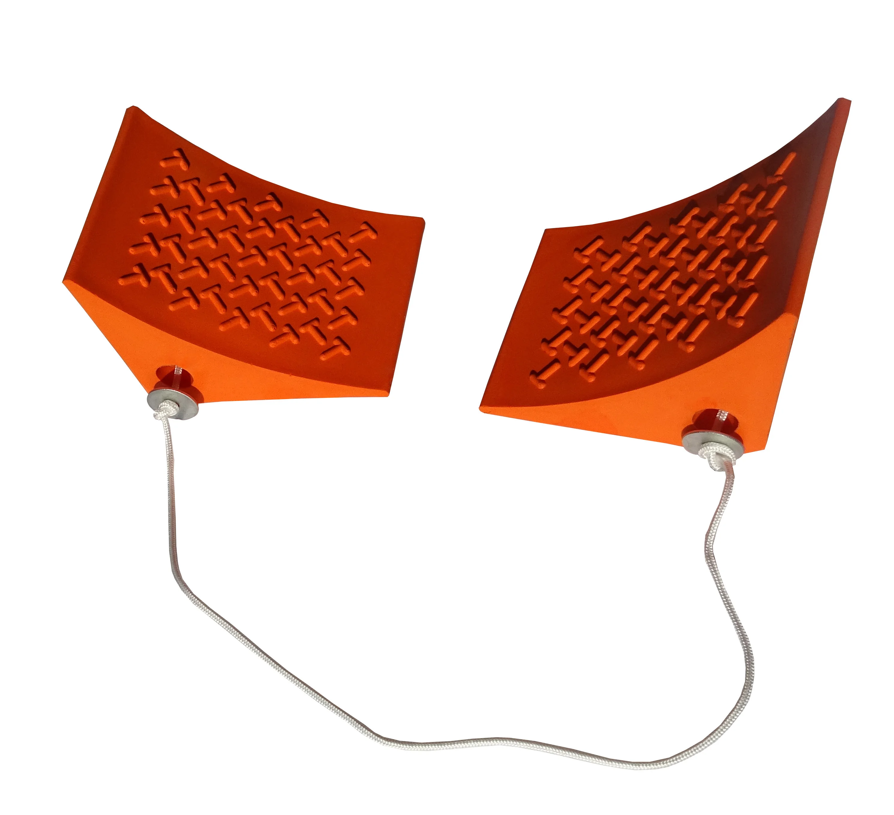 Orange PU Safety Urethane Wheel Chock For 5 Tons UWC01 Light Weight Car Trailer Truck Wheel Chocks