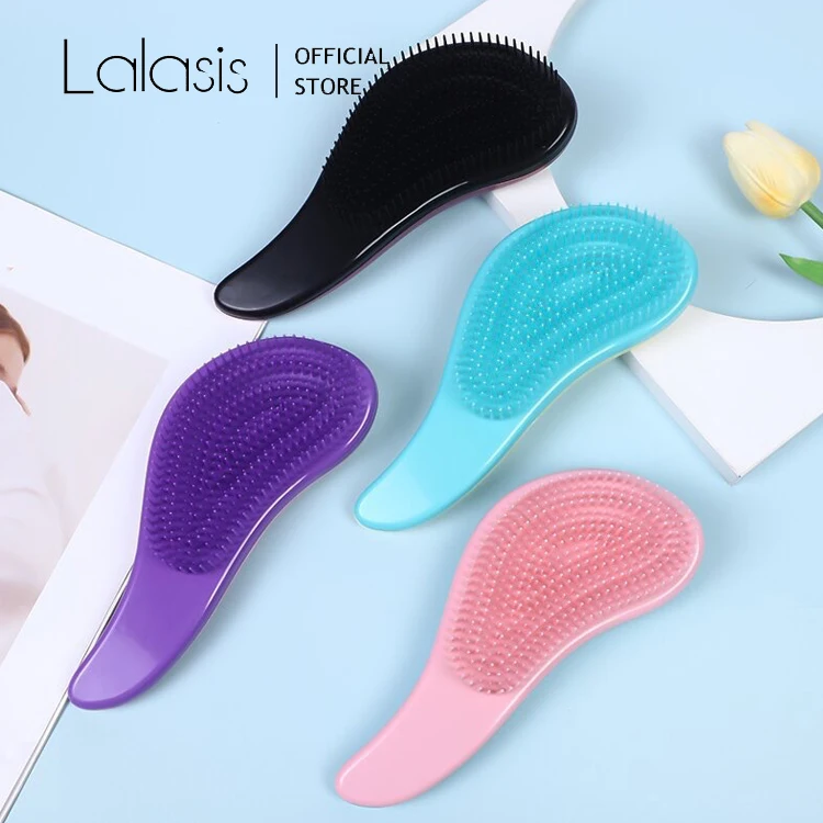 Lalasis custom logo professional abs anti-static flexible hair brush detangle brush for hair