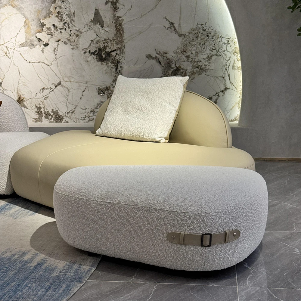 Foshan furniture premium modern luxury hotel office leather boucle sofa set minimalist couch beige luxury sofas