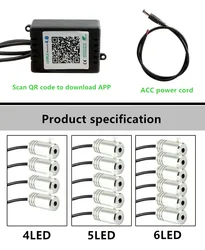 car accessories DIY interior decorative 12V RGB LED fiber car led strips ambient light app decorate atmosphere light Dashboard