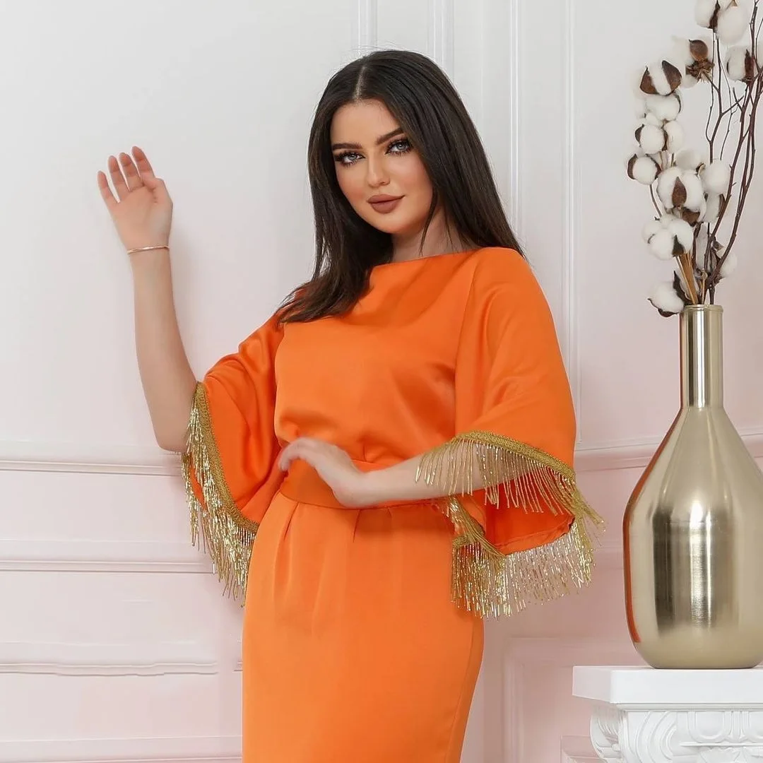 modest Muslim Fashion Dress Ruffle sleeves Solid color shawl jacket Middle Eastern soft dress