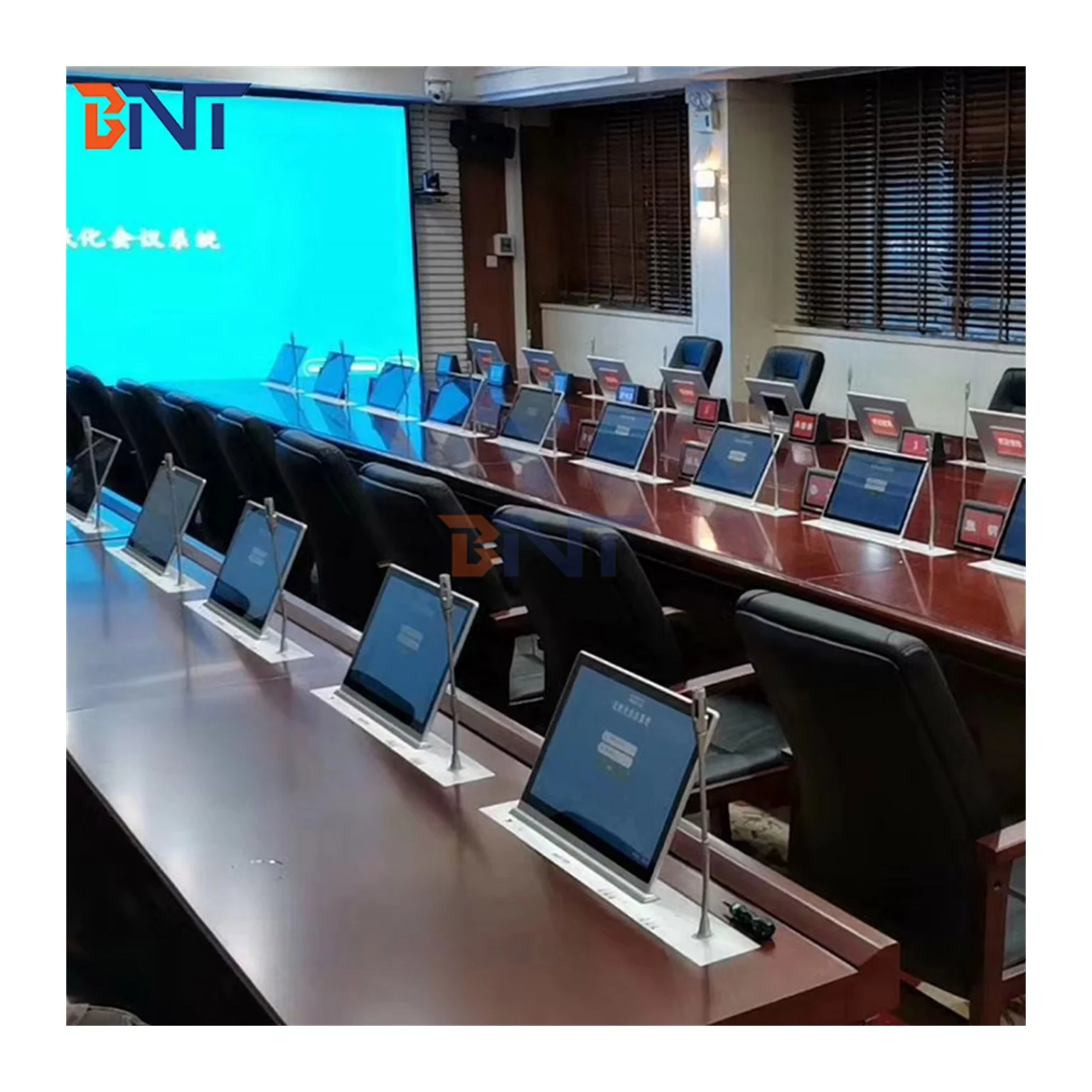 13.3 Inch FHD Full Aluminum Retractable LCD Monitor Lift Video Audio Translation Presentation System for Video Conferences