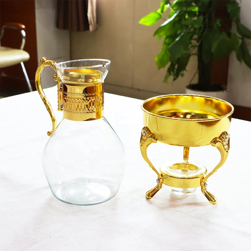 Handle Metal Glass Teapot With Candle Heating Base Set European Porcelain Coffee Pot Afternoon Tea Set Home Decoration