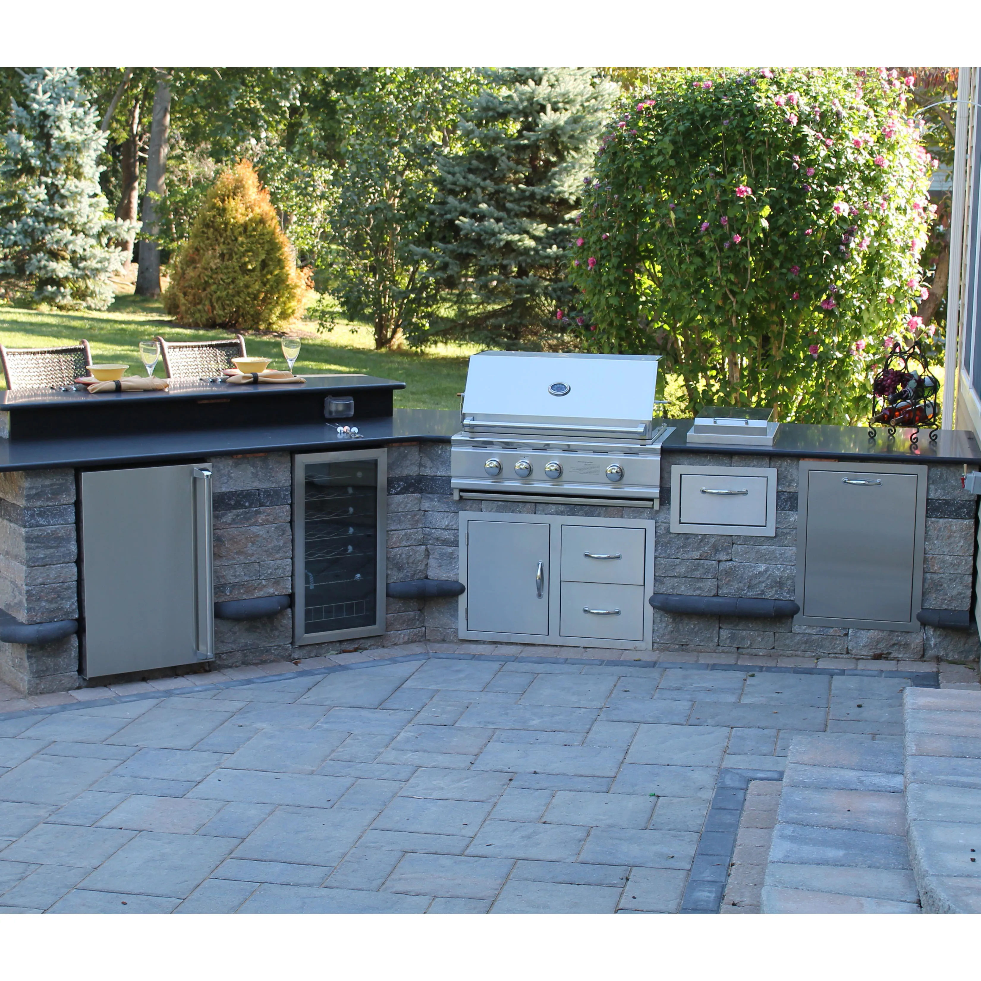 BBQ Island Outdoor Kitchen Frame Stone Veneer Outdoor Kitchen Island Grill With Fridge