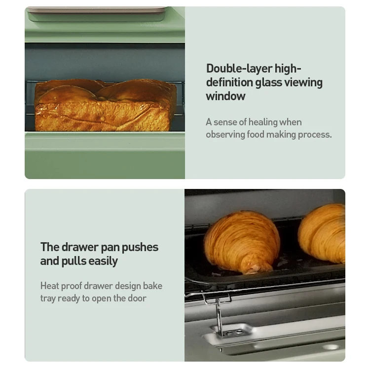 2021 новый дизайн паровой тостер из нержавеющей стали объемом 10 л мини-духовка в зеленом цвете