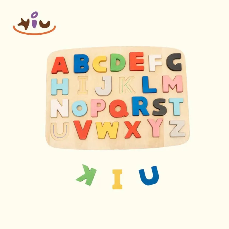 KIU Preschool Wooden Alphabet Puzzles Abc Puzzle Board Letter Puzzle board Toddlers Educational Learning Letters Toy