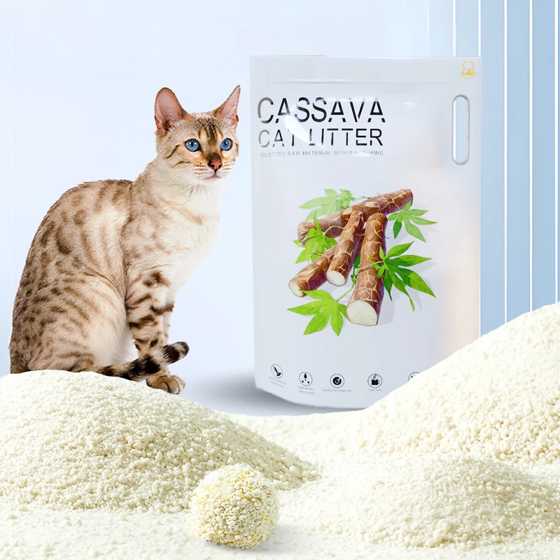 Factory Direct Sale Premium Clumping Organic Unscented OEM/ODM Plant Cassava Cat Litter Sand