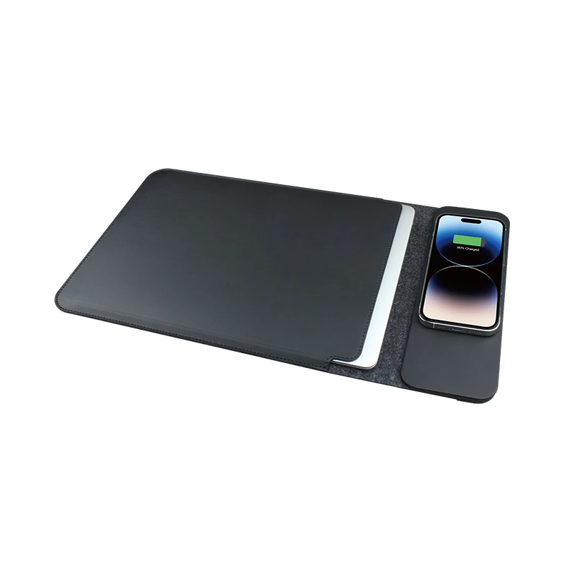 13-14inch 4 in 1 Wireless Charging  Laptop Sleeve With Office Stand Mouse Pad Function PU Portable Tablet Bag