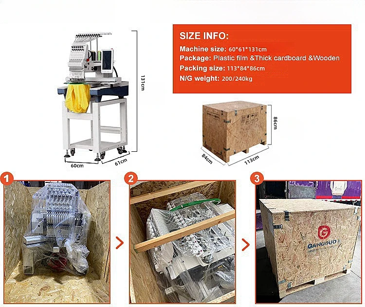 QC single head multi needles automatic computerized embroidery machine for hat cap tshirt