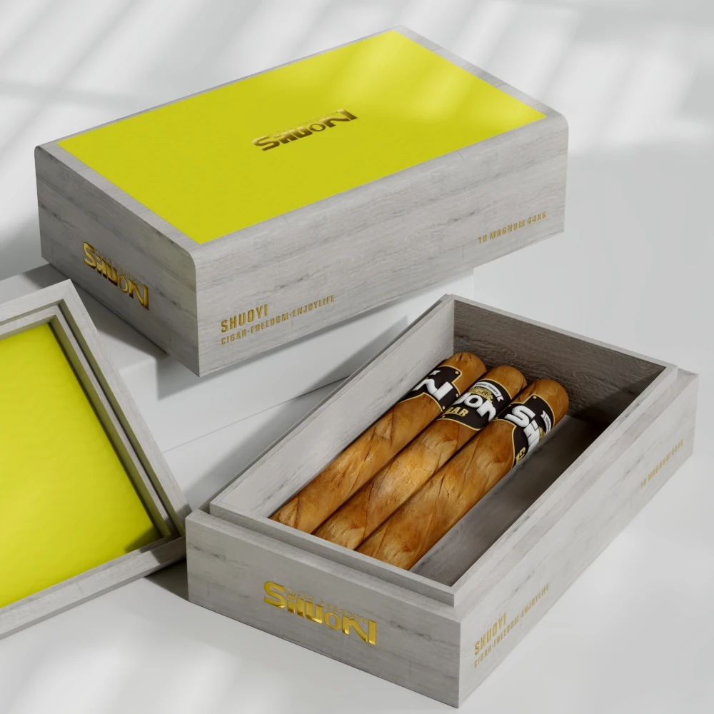 PVC Wooden custom cigar boxes cigar holder Storage Colorful custom cigar bands Box