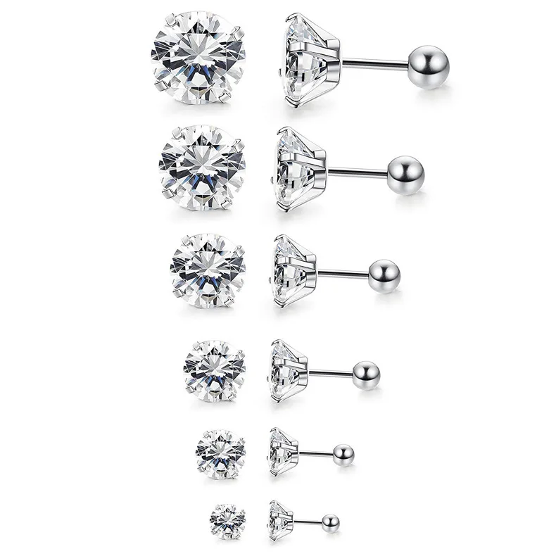 Fashion Unisex Women Men Stainless Steel Barbell Boy Stud Earring Piercing Jewelry Men Earring Set