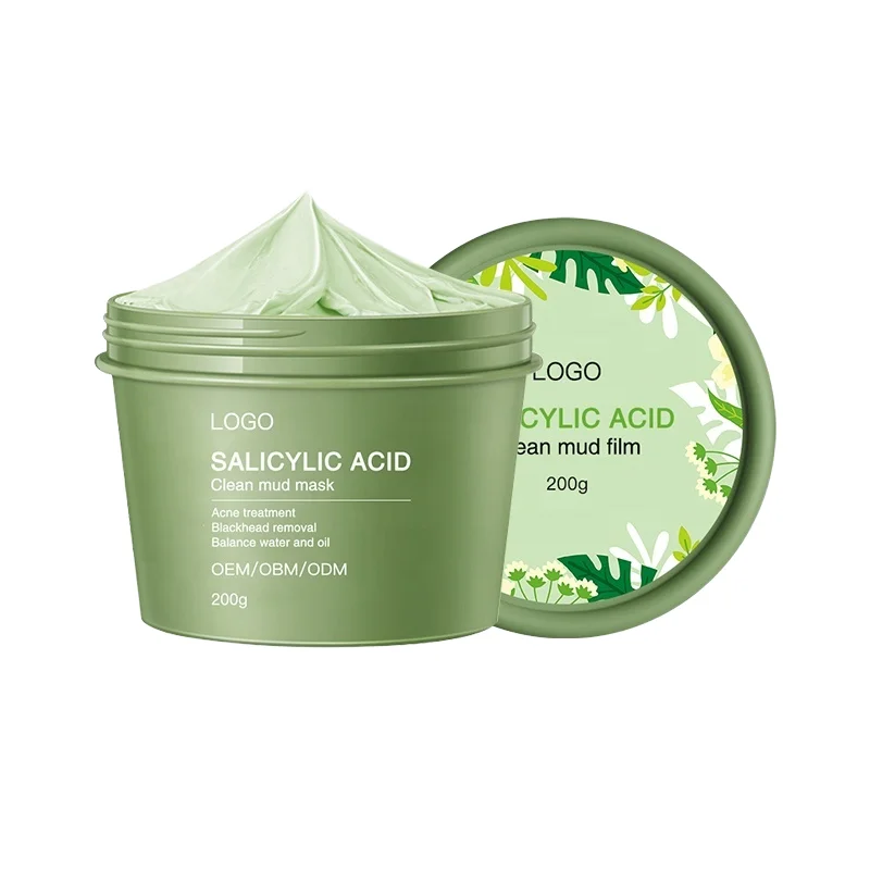 Custom Wholesale Salicylic Acid Clay Mask Face Acne Blackhead Removal Herbal Mineral Infused Mud Face Hand Foot Breast