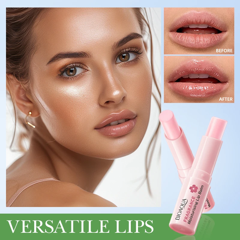 Hot Selling OEM BIOAQUA Organic Cherry Blossom Scented Lip Balm Wholesale Vitamin C Moisturizing Nourish Cute Lip Balm Stick