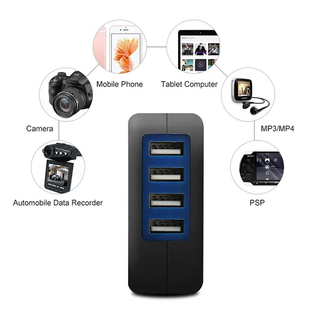 5v  usb  charger flat travel adaptor 4 USB 220 to 110 V 20W Charger Adaptor Hub mobile phone usb charger