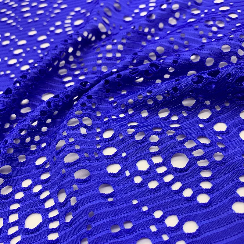 Good stretch 87%Nylon 13%Spande hollowed-out jacquard mesh fabric for swimwear