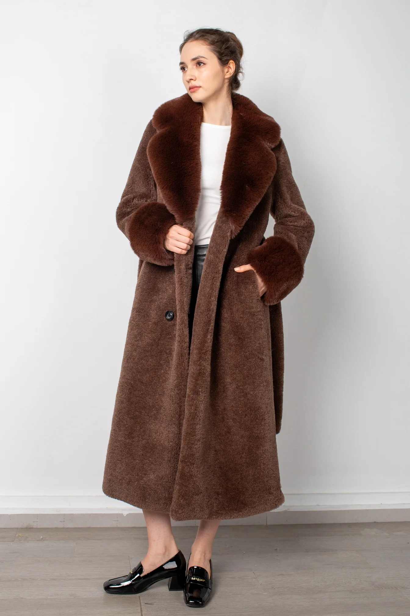Women Wool Fur Coat Jacket Winter Female Girl Real Sheep Shearing Teddy Color Overcoat