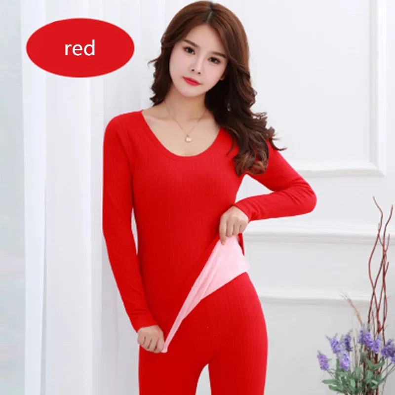 Новое зимнее термобелье, женский шерстяной комплект из двух предметов с длинным рукавом и флисовой подкладкой