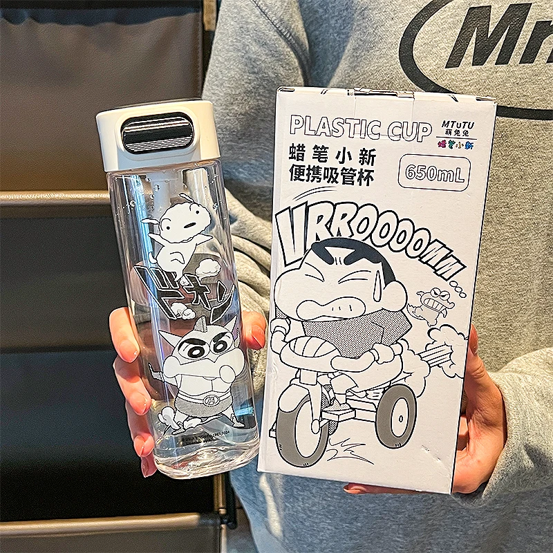 2024 мелок Shin-chan новая детская бутылка для воды студентов на открытом воздухе и подарки с струящейся системой соломы