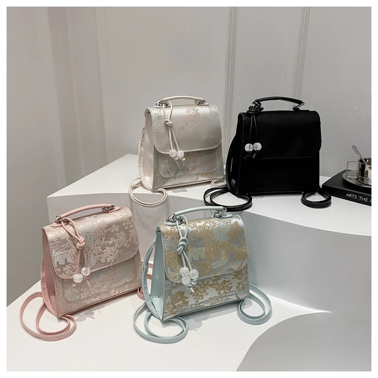 2024 New Chinese  Style Printed Backpack for Women Handbag Casual Beautiful Design Fashionable Niche Bag