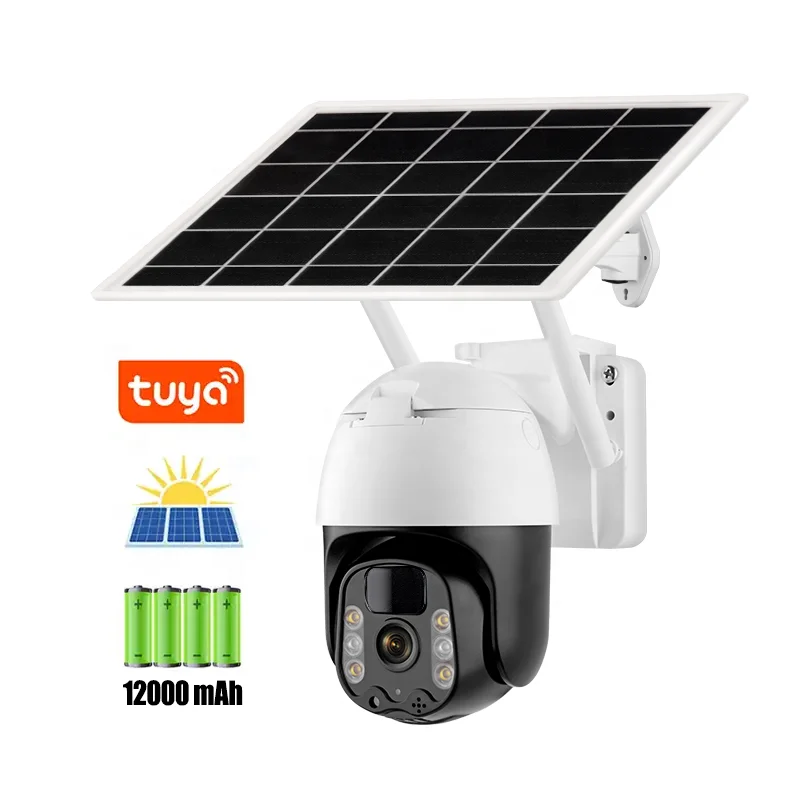 3MP tuya wifi 4G sim card lte solar powered ptz camera pir motion human detection solar wireless cctv camera system for farm