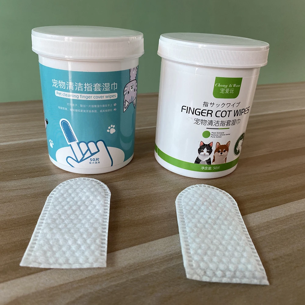 Manufacturer Direct Custom Pet Dental Care whitening Safe Non-toxic Eyes Ears Teeth Cleaning pet Finger Wipes for Dogs and Cats