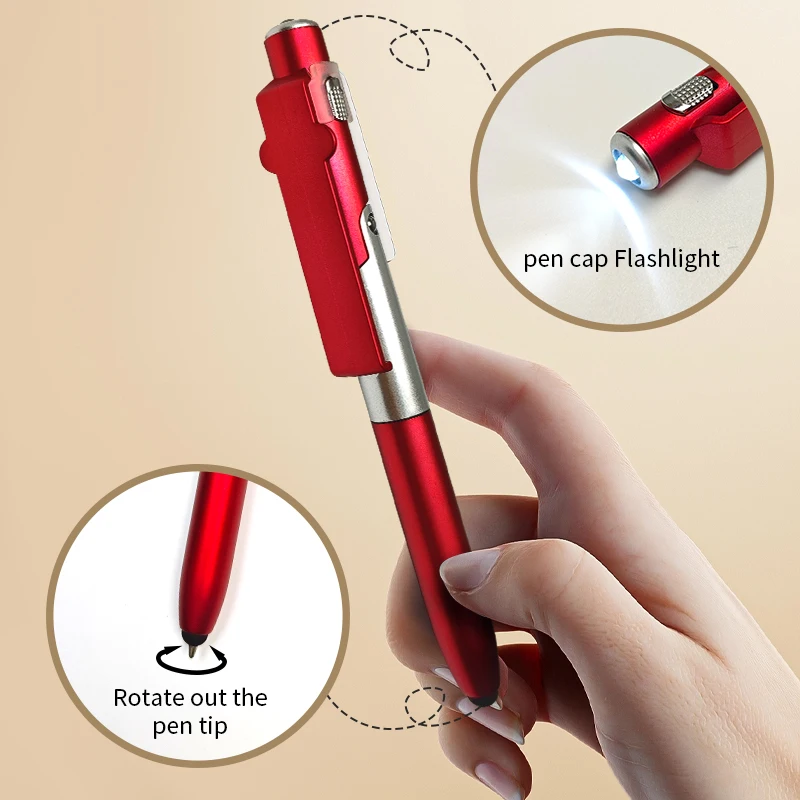 P4805custom Ballpoint Pen High Quality Plastic LED Light Touch Screen Phone Holder 1.0mm Writing Pens Custom Ball