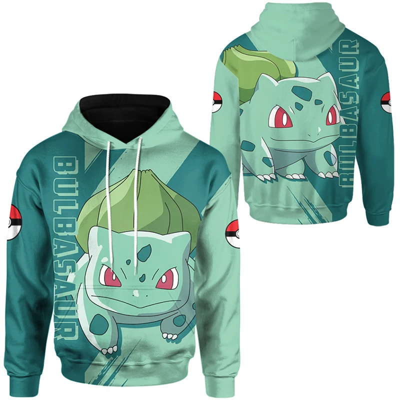 Pikachu Pokemoned Gengar Hooded Sweatshirt Cute Animes 3D Design Fall Winter Warm Coat Zipper Pockets Christmas Gift Adults XS