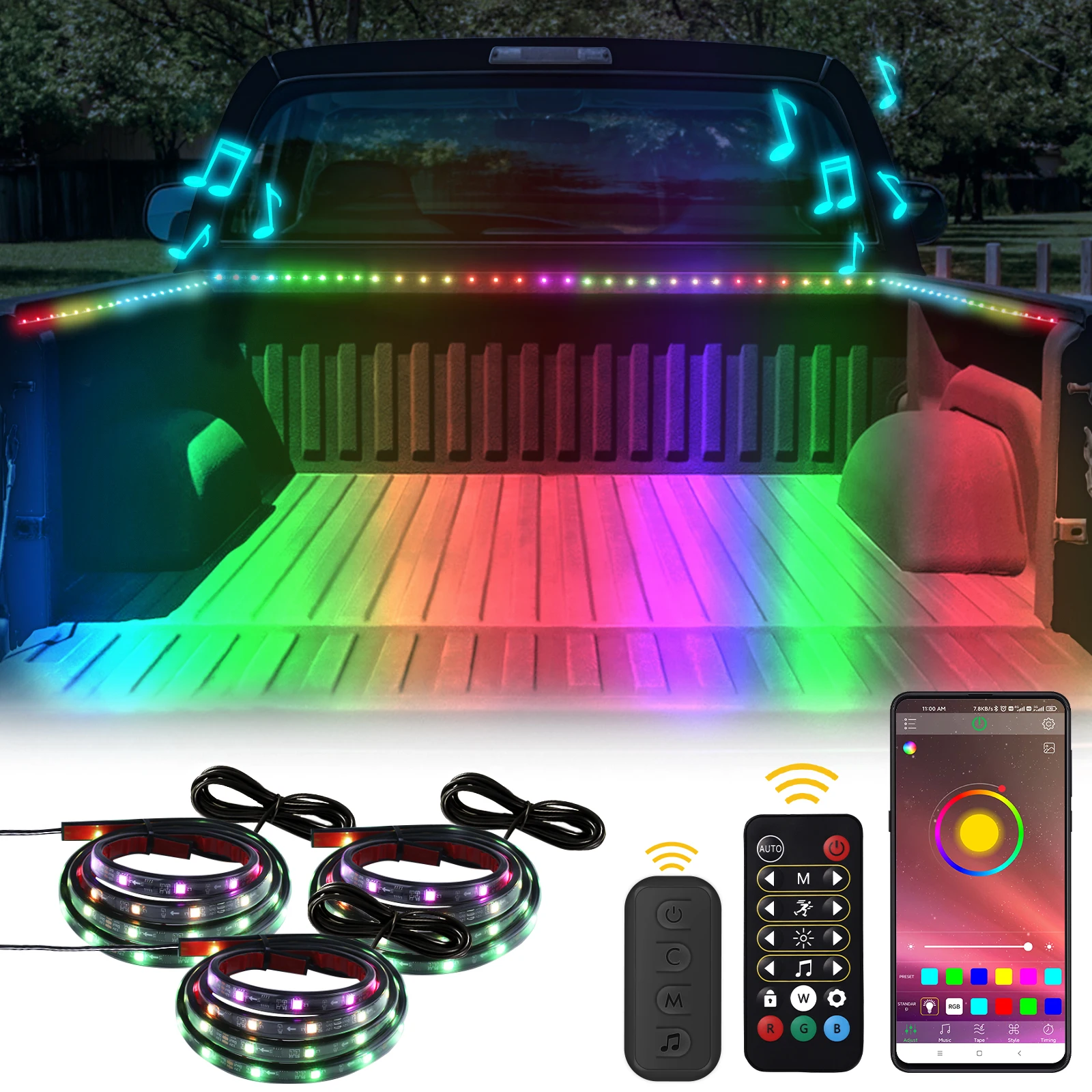 RGB светодиодные лампы управления приложением IP65 другие автомобильные аксессуары Автомобильные полосы светильники поддержка OEM/ODM многоцветный переключатель