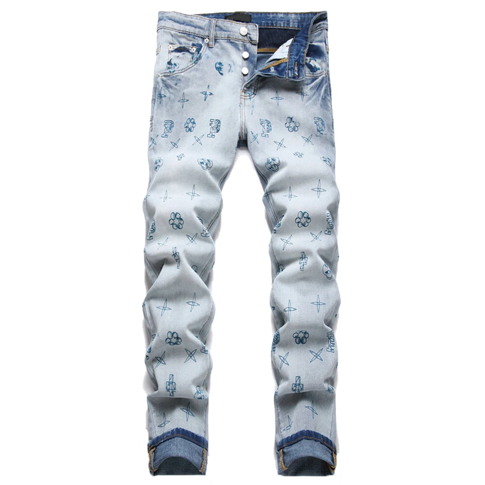 Purple Designer Brand Fashion Ripped Stacked Jeans Men Custom Slim Fit jeans men Denim