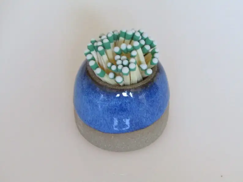 ceramic holder for match Blue Ceramic Matchstick Holder   Ceramic Matchstick Strike for  home